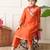 Girls orange angrakha style kurta set with pink dupatta     festive ethnic wear for girls ilksd22