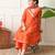 Girls orange angrakha style kurta set with pink dupatta     festive ethnic wear for girls ilksd22