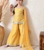 Girls mustard yellow ethnic sharara set with dupatta     festive ethnic wear for girls ilksd25