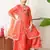 Girls peach floral bandhej printed panelled kurta sharara set with dupatta ilksd28