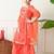 Girls peach floral bandhej printed panelled kurta sharara set with dupatta ilksd28