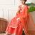 Girls peach floral bandhej printed panelled kurta sharara set with dupatta ilksd28