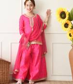 Girls pink ethnic sharara set with dupatta     festive ethnic wear for girls ilksd32