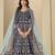 Navy blue velvet heavy thread embroidery with sequins work salwar kameez