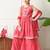 Girls pink bandhej printed kurta with sharara set with dupatta ilksd40