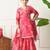 Girls pink floral printed angrakha sharara set with dupatta ilksd29