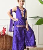Girls purple floral angrakha style sharara set with dupatta     festive ethnic wear for girls ilksd24