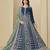 Blue velvet heavy thread embroidery with sequins work salwar kameez