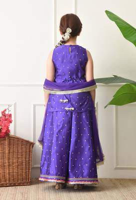 Girls purple floral angrakha style sharara set with dupatta     festive ethnic wear for girls ilksd24 4