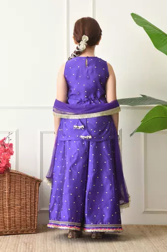 Girls purple floral angrakha style sharara set with dupatta     festive ethnic wear for girls ilksd24
