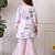 Girl's floral printed kurta sharara set     pink lotus print. ilks001