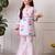 Girl's floral printed kurta sharara set     pink lotus print. ilks001