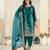 Teal ice velvet heavy thread embroidery with sequins work salwar kameez