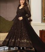 Black georgette anarkali suit with allover embroidery