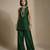 Green embroidered raw silk co ord set