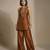 Copper brown embroidered raw silk co ord set