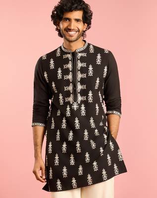 black thread embroidered mustang kurta | wedding eid festive wear 3