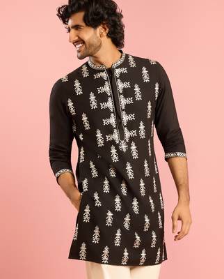 black thread embroidered mustang kurta | wedding eid festive wear 4