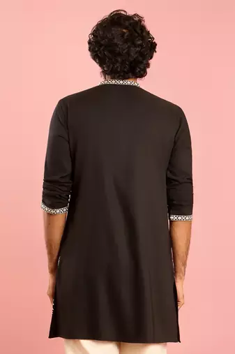 black thread embroidered mustang kurta | wedding eid festive wear