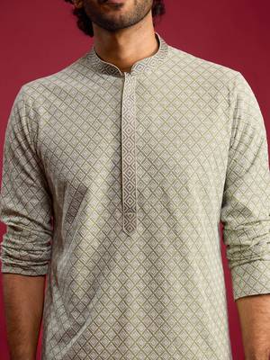 mint green faux georgette thread embroidered long kurta | wedding festive wear 2