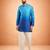 blue ombre silk blend sequin kurta with cream fine satin wide leg palazzo | festive party set