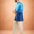 blue ombre silk blend sequin kurta with cream fine satin wide leg palazzo | festive party set