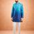 blue ombre silk blend sequin kurta with cream silk pant | wedding festive set