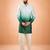 bottle green ombre silk blend sequin kurta with cream fine satin wide leg palazzo | festive set