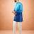 blue ombre silk blend sequin kurta with cream silk pant | wedding festive set