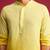 Vastramay men yellow ombre cotton blend kurta | all-over mirror work & digital print | knee length straight