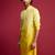 Vastramay men yellow ombre cotton blend kurta | all-over mirror work & digital print | knee length straight