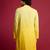 Vastramay men yellow ombre cotton blend kurta | all-over mirror work & digital print | knee length straight