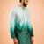 Vastramay men bottle green silk blend ombre sequin kurta | mid-length thigh cut | all-over geometric sequin