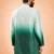Vastramay men bottle green silk blend ombre sequin kurta | mid-length thigh cut | all-over geometric sequin