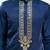 navy blue embroidered silk blend kurta with cream wide leg palazzo | wedding & festive wear