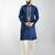 navy blue embroidered silk blend kurta with cream wide leg palazzo | wedding & festive wear