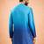 Vastramay men blue silk blend ombre sequin kurta | mid-length thigh cut | all-over geometric sequin