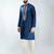 navy blue embroidered silk blend kurta with cream wide leg palazzo | wedding & festive wear