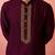 vastramay men's wine silk kurta with cream pyjama - embroidered festive set