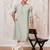 mint green jacquard embroidered cotton blend kurta with cream fine satin pyjama | summer festive set