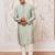 mint green jacquard embroidered cotton blend kurta with cream fine satin pyjama | summer festive set