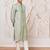 mint green jacquard embroidered cotton blend kurta with cream fine satin pyjama | summer festive set