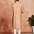 peach silk blend jacquard kurta with cream pyjama | festive wedding summer wear