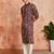 black paisley print viscose blend kurta with cream viscose pyjama | festive ethnic wear