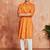 mustard foil bandhani digital print rayon kurta with cream viscose pyjama | warm festive set