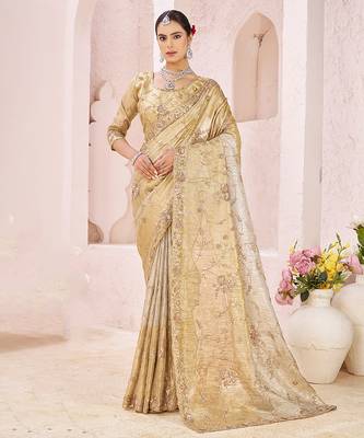 Gold embroidered banarasi saree 1