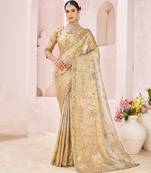 Gold embroidered banarasi saree