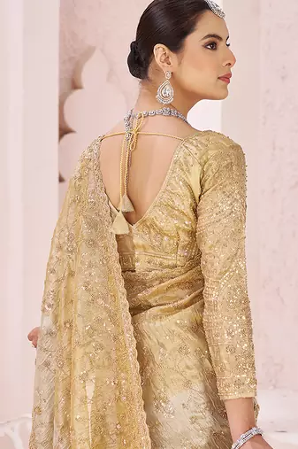 Gold embroidered banarasi saree