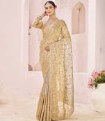 Gold embroidered banarasi saree