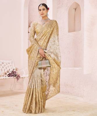 Gold embroidered banarasi saree 3